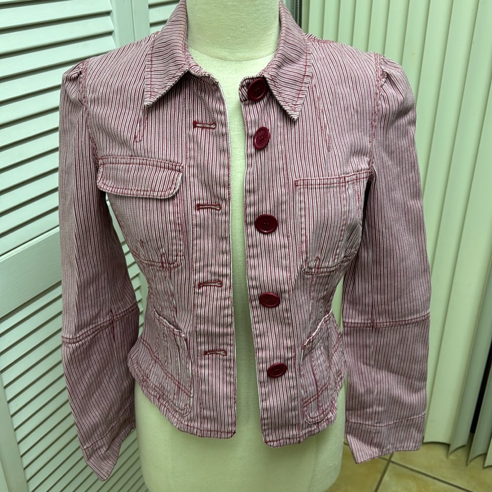 Marc Jacobs Candy Cane Striped Jacket 4 Front Pockets Size 6